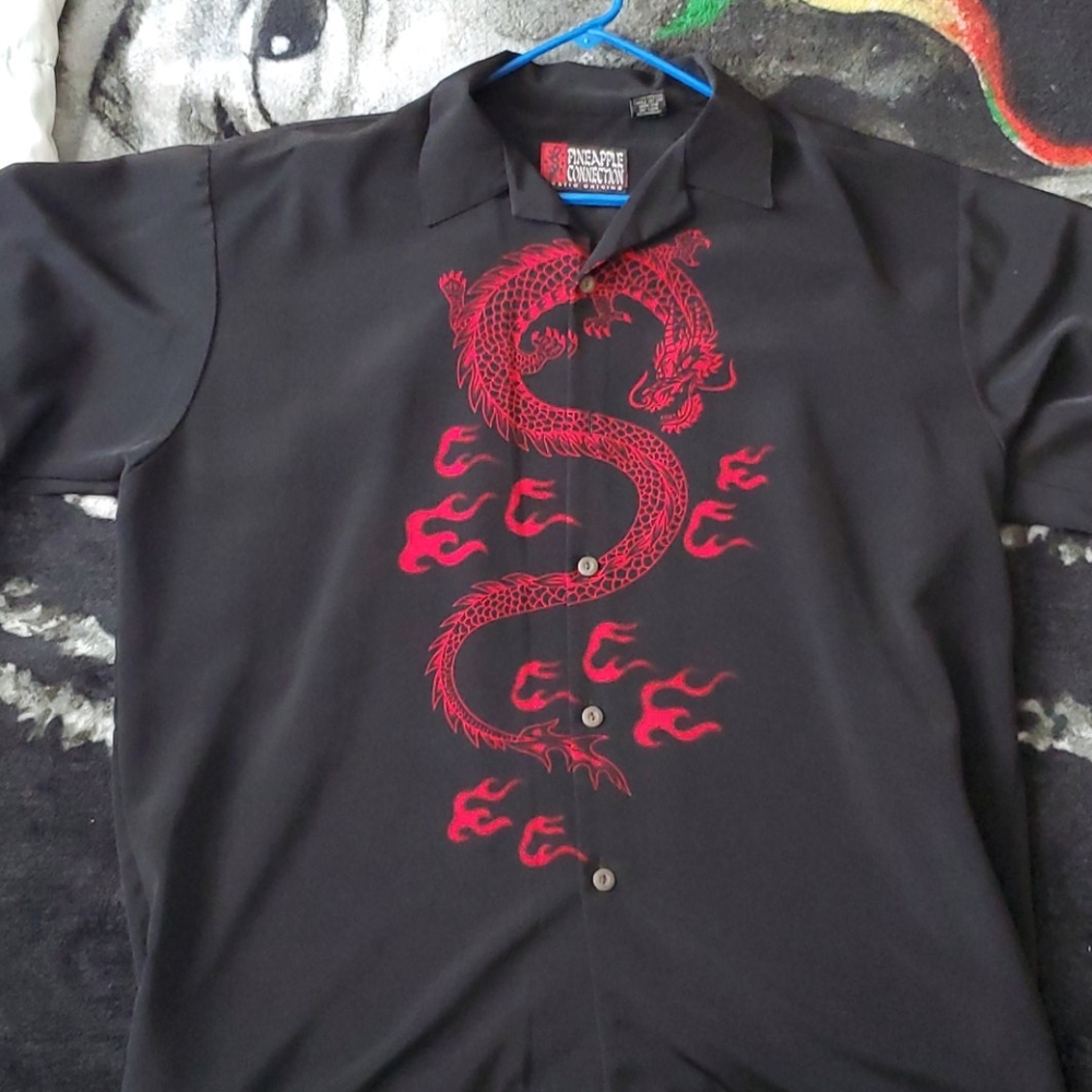 Red dragon button down